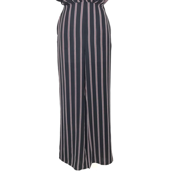 LUSH Dark Blue Red Vertical Line Striped Jumpsuit - Picture 3 of 5